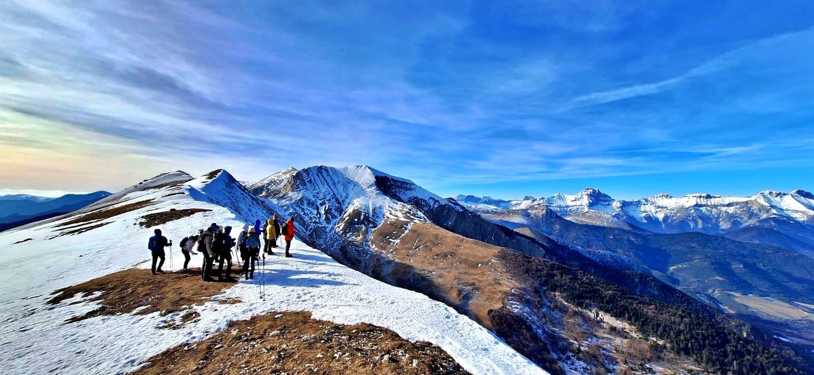 Panorama depuis la longue arête entre le Vercors et les Écrins